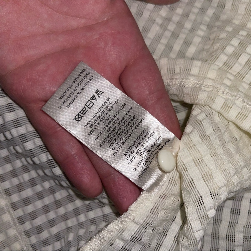 Anthropologie Maeve Sheer Neutral beige Mesh Mock-Neck Top Medium - Picture 8 of 10